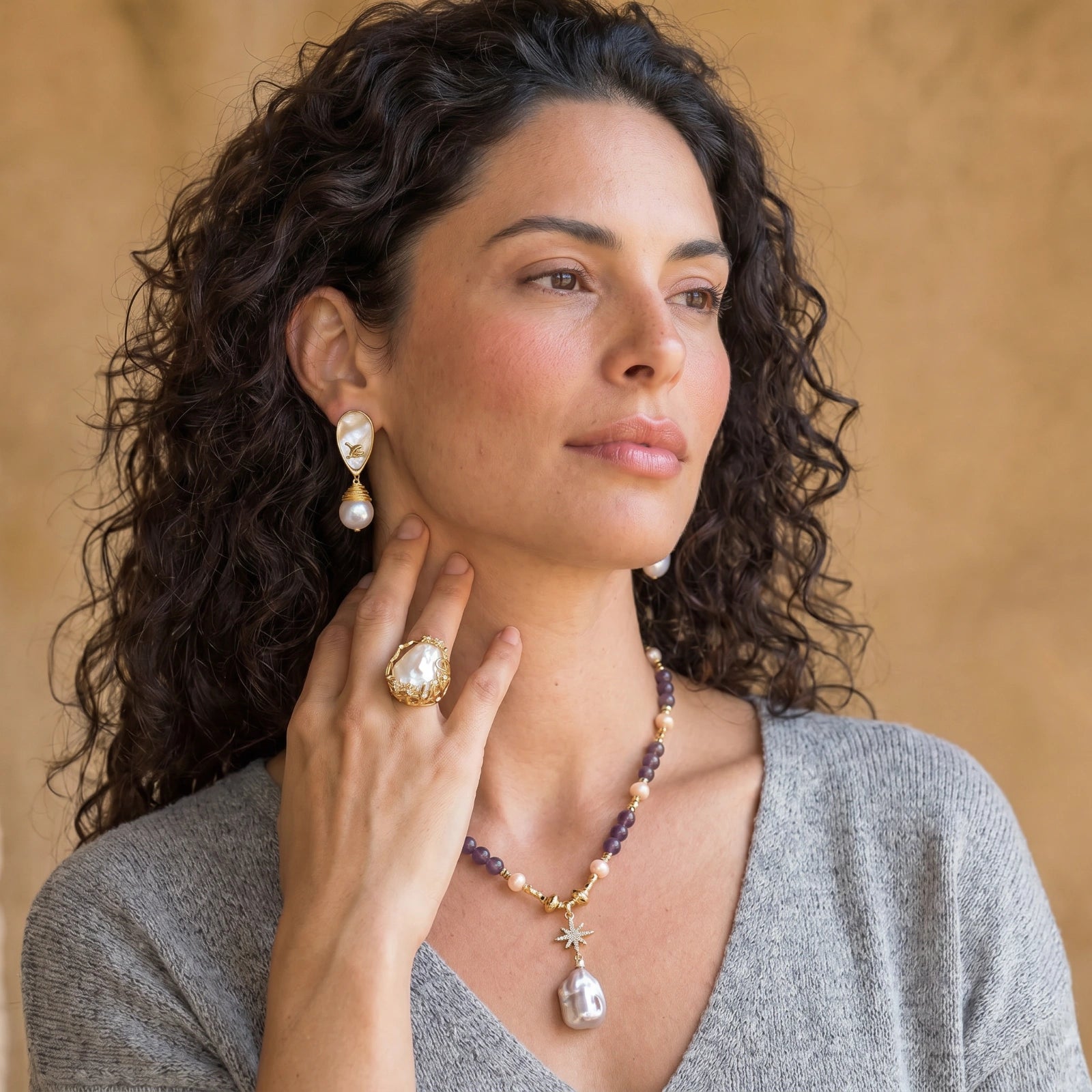 Celestial Amethyst Pearl Necklace