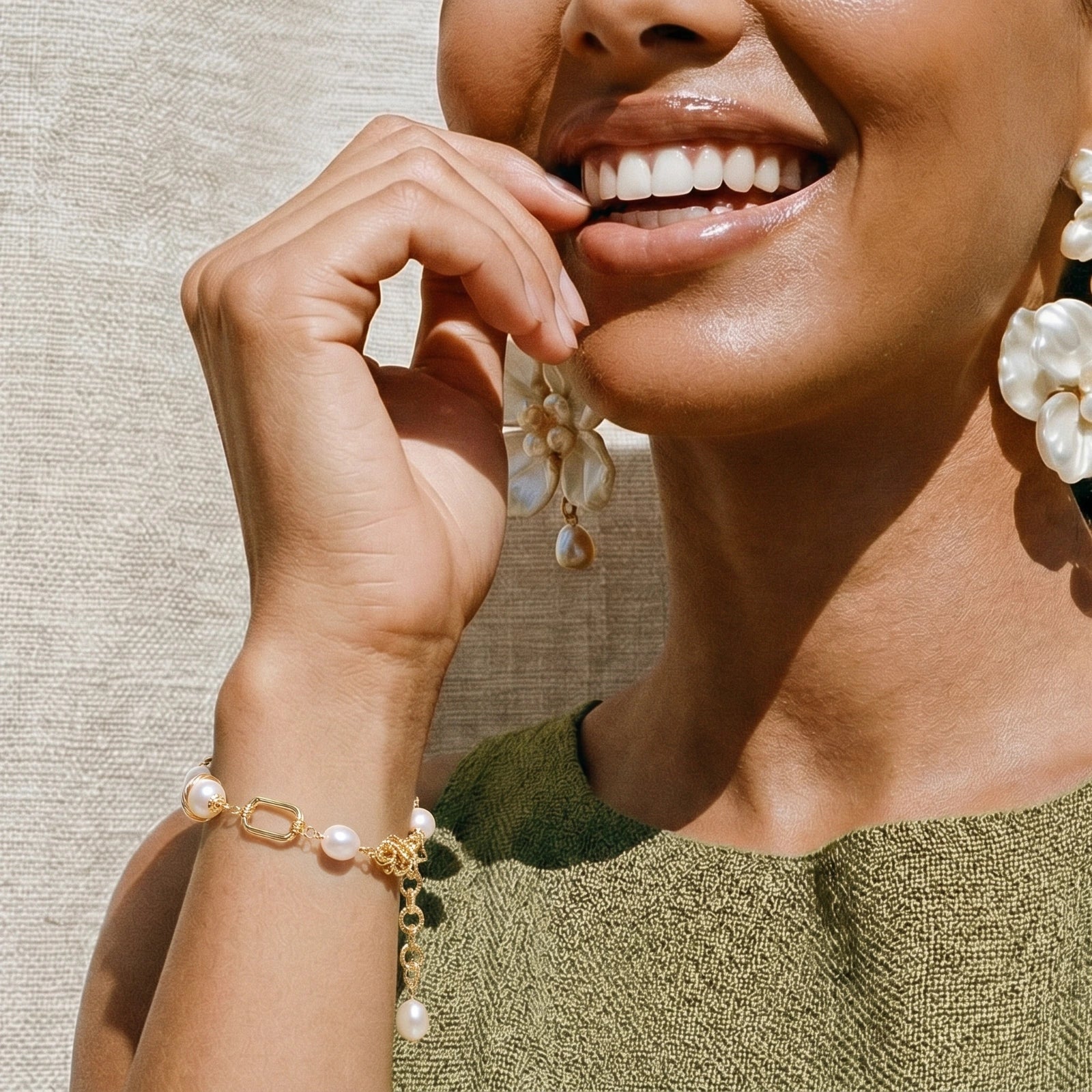 Golden Pearl Chain Bracelet