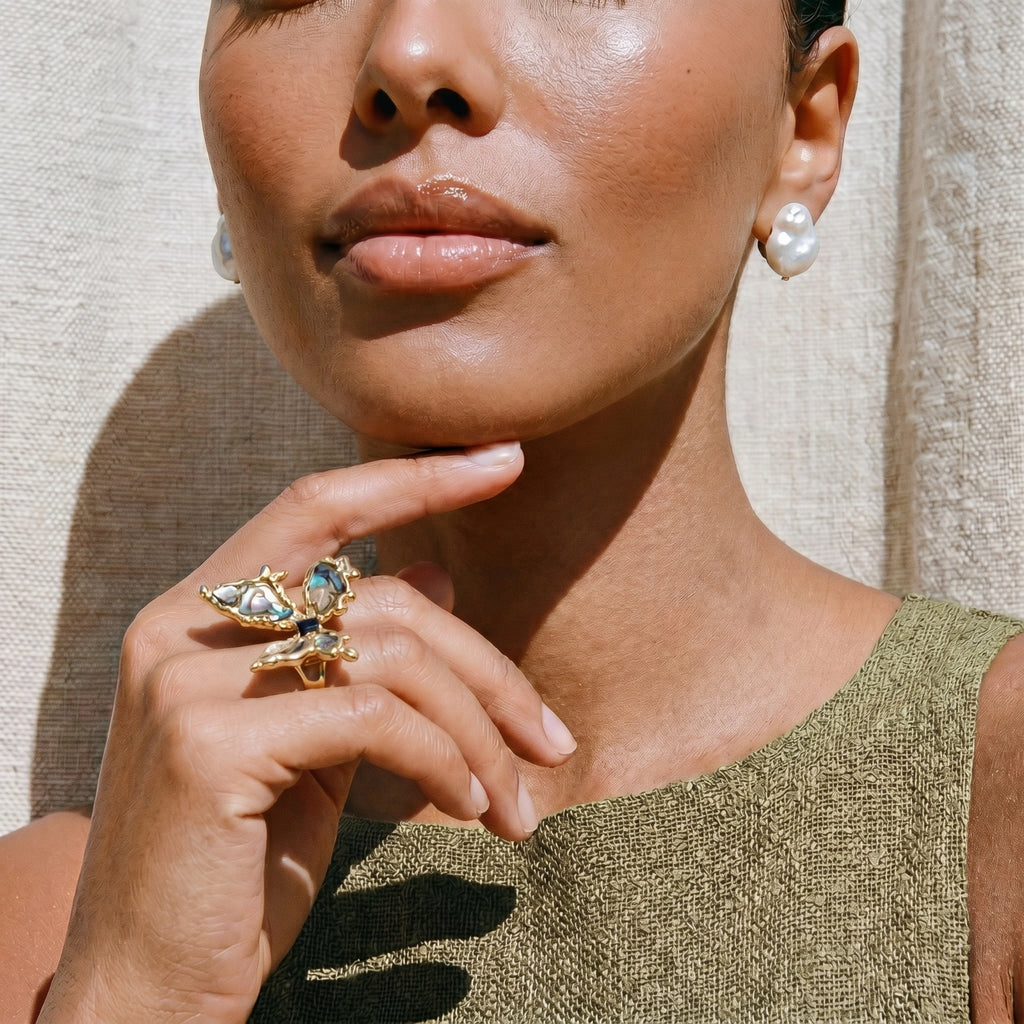 Iridescent Shell Statement Ring